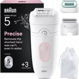 Epilator Braun Silk-Epil 5 5-050 Wet & Dry MicroGrip Smart Light 28 de Pensete 2 Viteze Alb/Flamingo