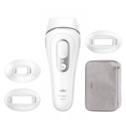 Epilator Braun Silk-expert PRO 3 PL3230 Senzor Automat & Continuu Skin Pro 300.000 Impulsuri 3 Niveluri de Intensitate 100 de Impulsuri pe Minut Trusa de voiaj Alb/Silver