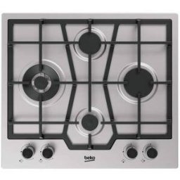 Plita Incorporabila Beko HIAW642210X Gaz 4 Arzatoare Gratar Fonta Arzator Wok Siguranta Flacara FlameAdjust 60cm Inox