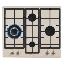 Plita incorporabila Fram FBH-S4IWF-RBG, Gaz, 4 arzatoare, Wok, Aprindere electrica, Gratar fonta, Duze GPL incluse, 60 cm, Bej