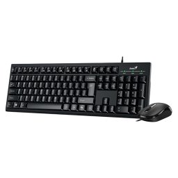 KIT tastatura si mouse GENIUS KM-100SE cu fir, USB, tastatura 104 taste (concave) + mouse optic 1200 dpi, 3 butoane, AI key, Negru