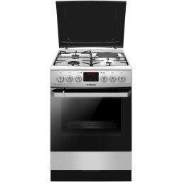 Aragaz Hansa FCMX68209, Mixt, 3 arzatoare/ 1 zona de gatire, Grill, Rotisor, Timer, Clasa A, 60 cm, Inox