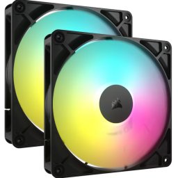 Ventilator CORSAIR RS140, ARGB, 140 mm ARGB, viteza 0.330-1700 RPM, 2 BUCATI, Negru