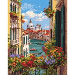 Set pictura pe numere, cu sasiu, Vedere din balcon, 40x50 cm