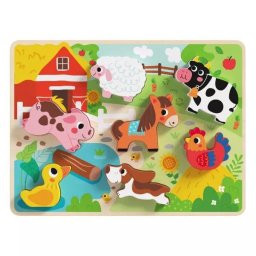 Tooky Toy: Puzzle incastru de lemn, cu forme ușor de prins - Animale domestice