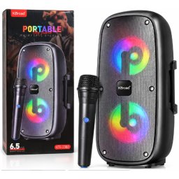 Boxa portabila KTS 2388 de 6.5 Inch Wireless Iluminare LED RGB Microfon Inclus