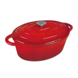Oala din fonta Kinghoff KH 1530, 30 cm, 4,5 L, Forma ovala, Emailata, Inducție, Rosu