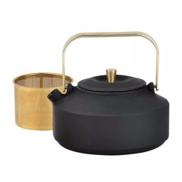 Ceainic din fonta cu infuzor Kinghoff KH 1935, 1 l, Interior emailat, Inductie, Negru