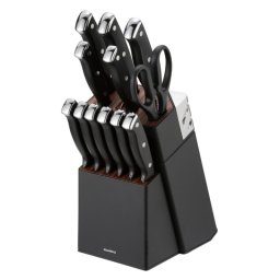 Set cuțite Klausberg KB 7985, 13 piese, Oțel inoxidabil, Mâner + ascuțitor, Negru