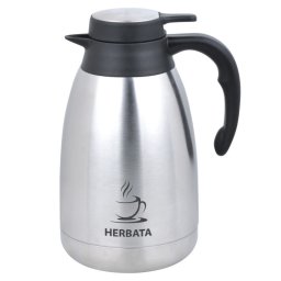 Cana termica pentru ceai Kinghoff KH 2095, 2 l, Pereti dubli, Otel inoxidabil, Inox/Negru