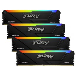 Kit memorie RAM Kingston Fury Beast RGB Intel XMP 2.0 KF436C17BB2AK4/32, 32GB, DDR4-3600, CL17, Quad Channel