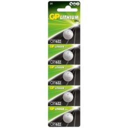 GP Battery (CR1632) Lithium coin, CR1632-7U5 (5 batteries / blister) 3V