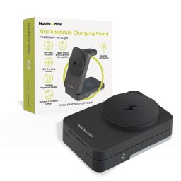 3in1 Foldable Charging Stand with light Negru