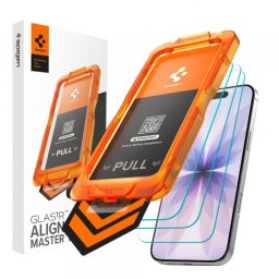 Folie de protectie Ecran Spigen GlastR Align Master Slim pentru Apple iPhone 17, Sticla Securizata, Full Glue, Set 3 bucati AGL10484