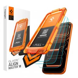 Folie de protectie Ecran Spigen GlastR Align Master Slim pentru Apple iPhone 17 Pro Max, Sticla Securizata, Full Glue, Set 3 bucati AGL10099