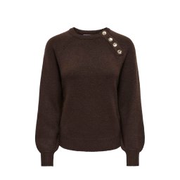 ONLY Pulover Onlemma Button Oneck 15302253 19-0915 TCX coffee bean