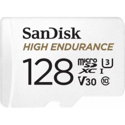 Card de memorie SANDISK High Endurance microSDXC 128GB UHS-I U3 V30 + Adaptor SD