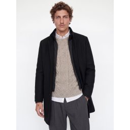 Jack & Jones Palton barbati din amestec de lana, cu dubla inchidere, Bleumarin inchis (SELECTATI MARIMEA: XL)