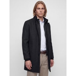 Jack & Jones Palton barbati din amestec de lana, cu dubla inchidere, Negru (SELECTATI MARIMEA: S)