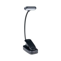 Grundig - Lampă de birou LED reîncărcabilă cu clemă, 5V, 400 mAh, negru