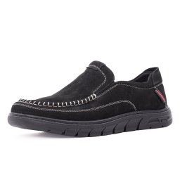 Pantofi barbati eleganti din piele naturala nabuc, Otter, 1E690017A 01-2, negru