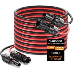 Set Cabluri Solare Typec Extensie Panouri Fotovoltaice 2x9.2 m (30 ft), 12 AWG (4 mm²), Conectori MC4 Tată și Mamă Impermeabili, Roșu și Negru