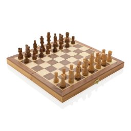 Joc de sah pliabil din lemn, 32 piese, tabla 29,5 x 29,5 cm, Procart
