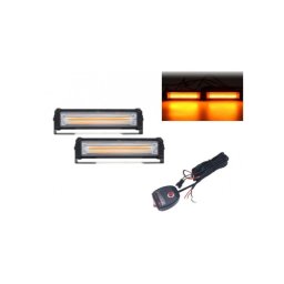 Set 2 proiectoare LED stroboscop portocaliu 12–24V, 12 moduri, cu buton control (206-2C)