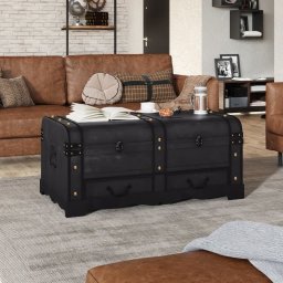 Cufar din lemn, negru, 90 x 51 x 42 cm GartenMobel Dekor