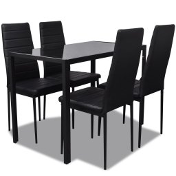 Set mobilier bucatarie, 5 piese, piele artificiala, negru GartenMobel Dekor