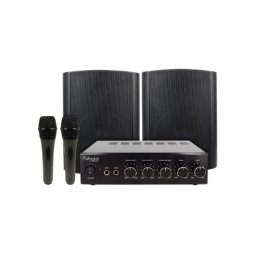 Kit karaoke cu amplificator 2x30W, boxe si 2 microfoane pentru petreceri