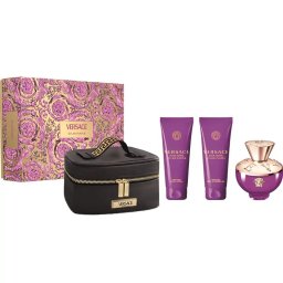 Set Versace Dylan Purple femei, EDP 100 ml + gel duș + loțiune corp + geantă cosmetică