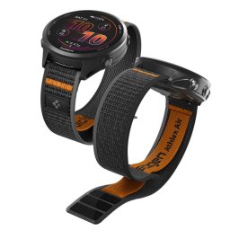 Curea pentru Garmin Venu 2/3/4 (45mm)/Forerunner 255/Music/265 - Spigen Athlex Air Quick Release 22mm (AMP11425) - Active Black/Orange