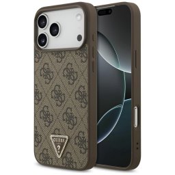 Husa Husa pentru iPhone 18 Pro Max / iPhone 17 Pro Max - Guess Leather 4G Triangle Strass MagSafe (GUHMP18XP4TDPW) - Brown