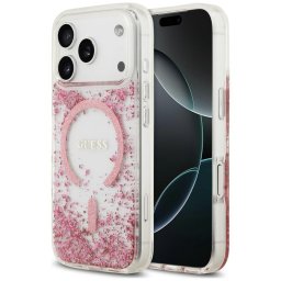 Husa Husa pentru iPhone 18 Pro Max / iPhone 17 Pro Max - Guess Resin Bottom Glitter MagSafe (GUHMP18XRGRGEP) - Pink