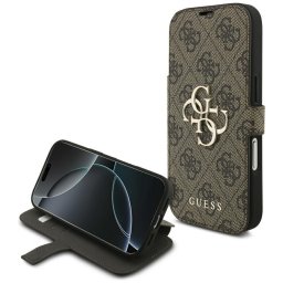 Husa Husa pentru iPhone 18 Pro Max / iPhone 17 Pro Max - Guess Book 4G Metal Logo (GUBKP18X4GMGBR) - Brown