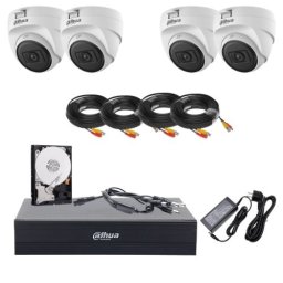 Kit supraveghere Dahua, 4 camere interior Full HD 2MP, Infrarosu 25m, DVR, Functii inteligente, Vizualizare imagini pe telefon, HDD 500GB