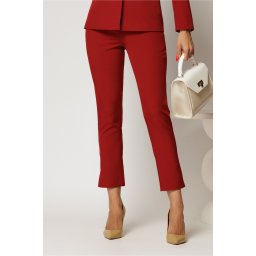 Pantaloni office bordo conici cu buzunare si inchidere cu nasture