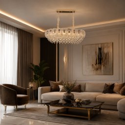 Candelabru oval din cristal DONNO Supremo, auriu, 90x34 cm, 11xE14