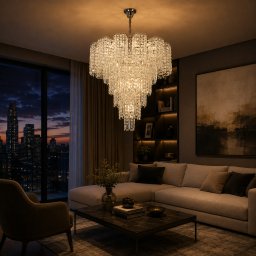 Candelabru din cristal TAGISH Supremo, 19xE14, 80 cm, crom lucios