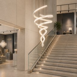 Candelabru LED din cristal Iron Man, 60 cm, crom lucios, înaltime reglabila