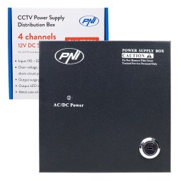 Sursa de alimentare CCTV PNI STC52 12V 5A 60W, 4 iesiri, carcasa metalica