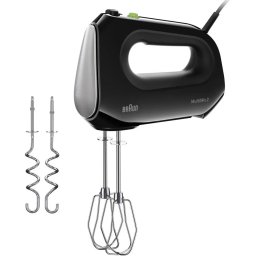 Mixer de Mana Braun MultiMix HM2110BK 4 Viteze + Turbo Tehnologie SlowStart 2 Teluri 2 Carlige pentru Aluat 500W Negru