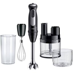 Mixer Vertical Braun MultiQuick 5 Pro MQ55755M 25 Viteze Functie Turbo Tocator 500ML Procesor Alimente 500ML Pahar Gradat 600ML Tel 1000W Negru/Inox