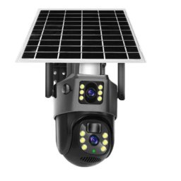 Camera Supraveghere cu Panou Solar 4G PTZ Dual Lens Exterior Rezolutie 2K zoom 10x Optic vedere nocturna GRI