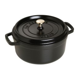 Staub Round Cocotte, 24cm cast iron, black