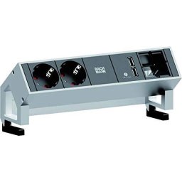 Prelungitor Bachmann DESK 2 902.228 - black / white, 1x custom module, 2x USB, 2 power strip