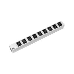 Prelungitor PDU BACHMANN, 1U pt. rack 19 inch, 9 prize IEC, intrare Schuko, max 16 A, cablu 2 m, gri, "333.539" (include TV 3.50lei)
