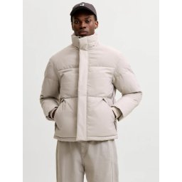 Jack & Jones Geaca barbati, PUFFER, cu guler inalt, JJESOHO, Bej deschis (SELECTATI MARIMEA: 2XL)
