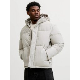 Jack & Jones Geaca barbati, PUFFER, cu gluga, JJESOHO, Bej deschis (SELECTATI MARIMEA: M)